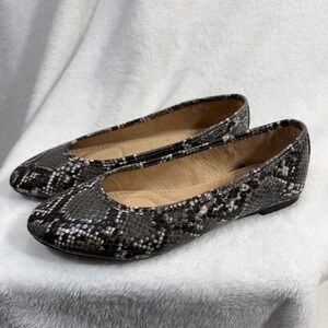 Old Navy 6 Flats Snakeskin Black Faux-Leather Almond Toe Ballet Comfort Office‎